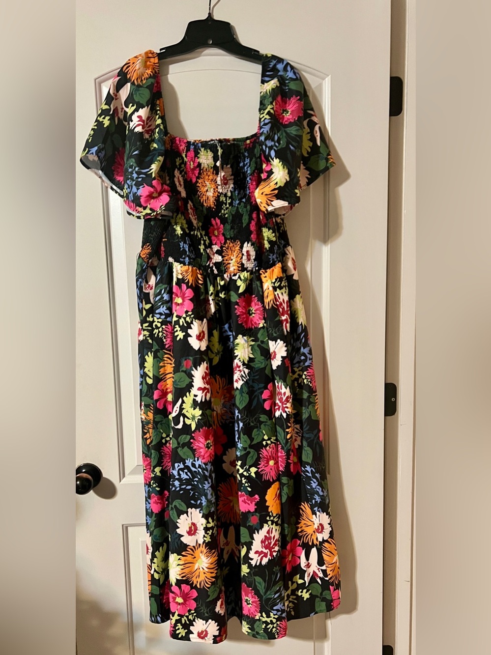 Bloom Chic Women’s Black Floral Smocked Maxi Dress